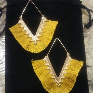 3/$20-Boho V Shaped Gold Tassel Earrings